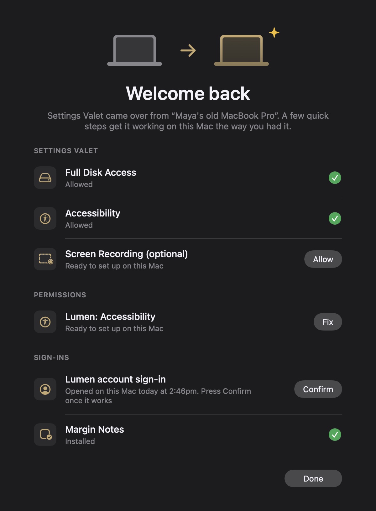 The Move-In page in the dark theme.